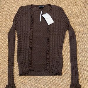 ZARA b knit sweater with ruffle trim NEW WITH TAGS